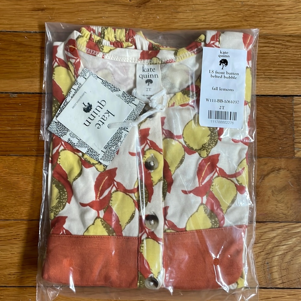 Kate Quinn belted bubble romper fall lemons 2T